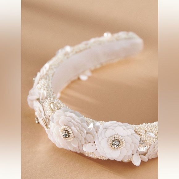 Anthropologie Floral Beaded Headband - Picture 1 of 5